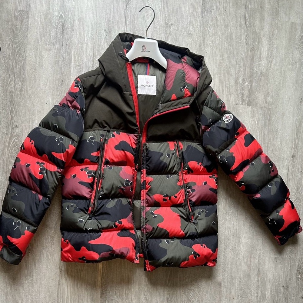 Moncler Red and Black Camouflage Puffer Jacket